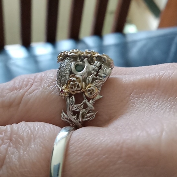 Skull and rose Sterling silver ring - Picture 4 of 6